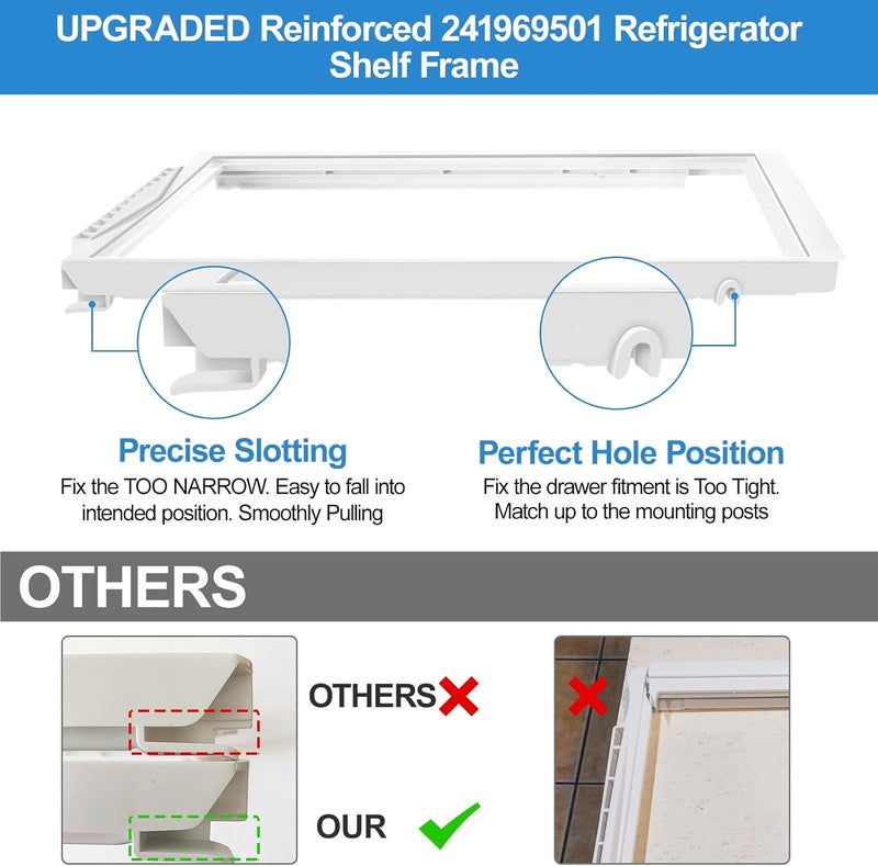 Alvar Upgraded 241969501 Shelf Frame without Glass Refrigerator Compatible with Frigidaire Shelf Replacement Parts Frigidaire Gallery Shelf Replacement LFSS2612TF0 FGHS2631PF4A FFSS2615TS0 Drawer Shelves - Image 3